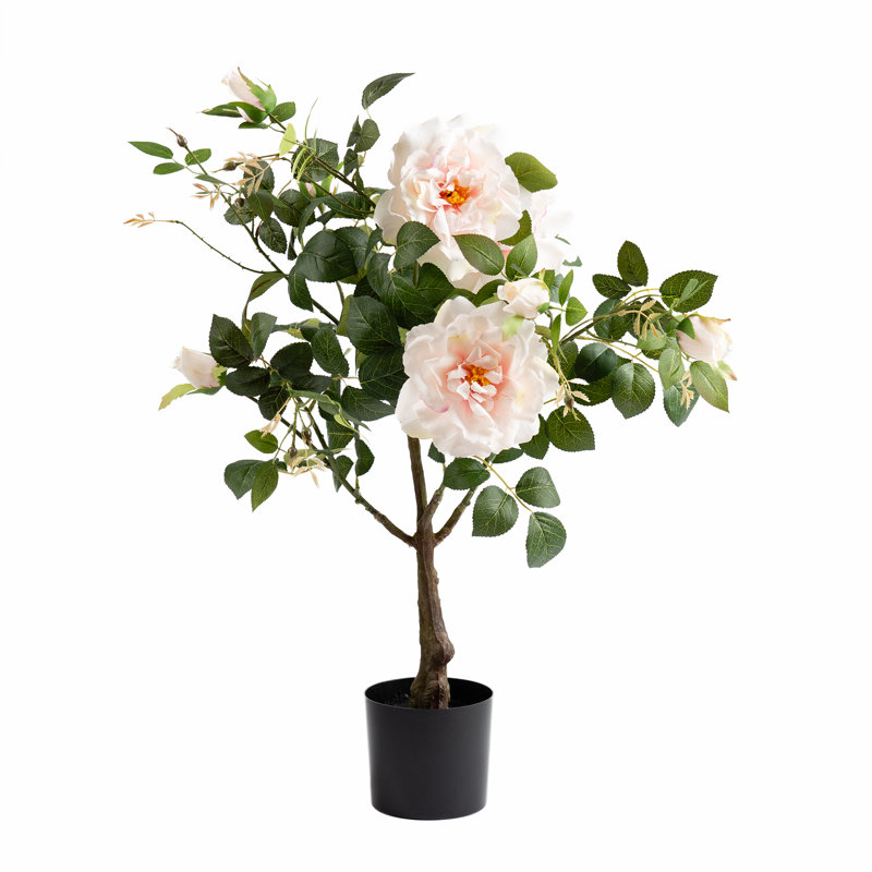 75cm Faux Real Touch Pink Rose Tree
