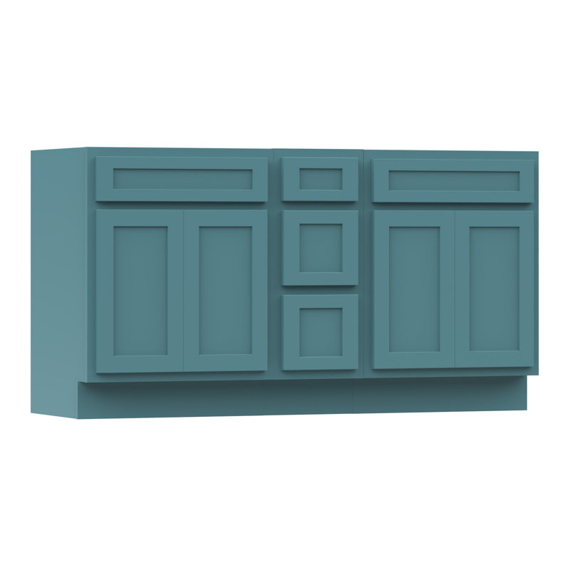 60'' Double Bathroom Vanity Base Only, Teal