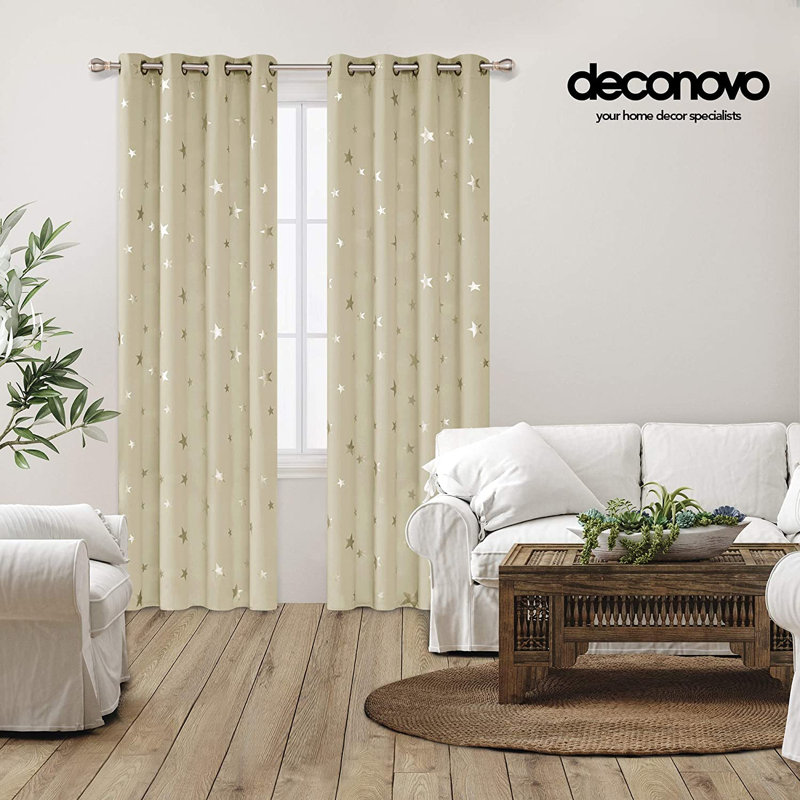 Blackout Curtain Pair, 132 W x 214 D cm, Beige