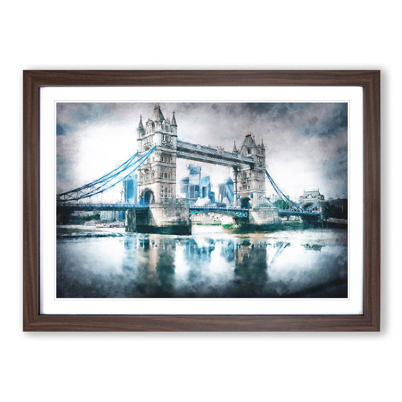 London Bridge - Picture Frame Graphic Art Print, Walnut Framed, 24cm H x 33cm W x 2cm D