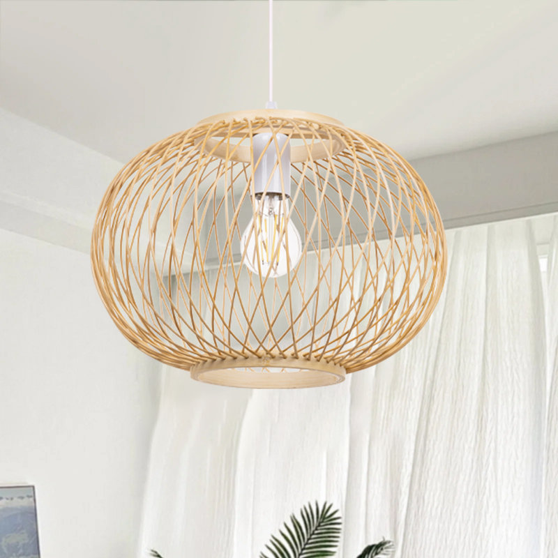 Luminaire suspendu beige à 1 lumière Achaz, H 11,81 po x l 19,68 po x P 19,68 po