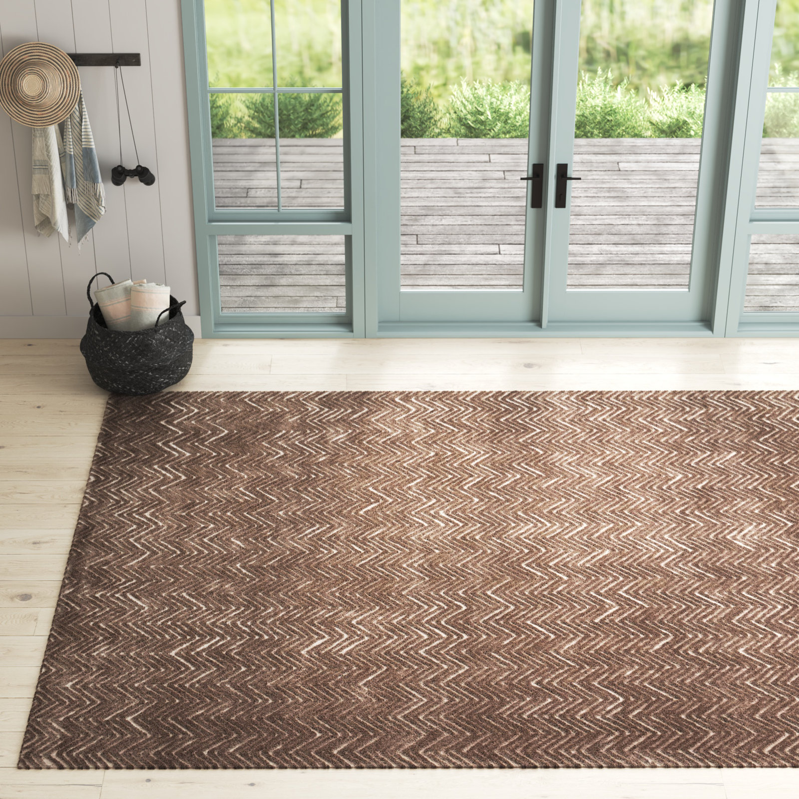 Cooke Taupe Hand-Tufted Chevron Rug, Rectangle 9'6" x 13'
