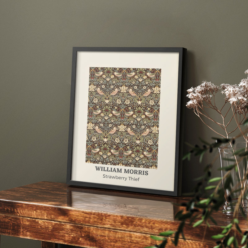 William Morris, reproduction encadrée CVII, H 14 po x l 11 po, Noir