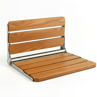 Folding Teak Shower Seat Wall Mounted,Yellow