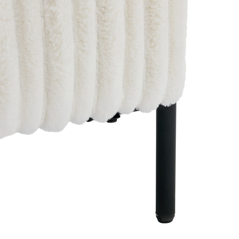 Fauteuil rembourré en velours côtelé Stolle, Microfibre blanche