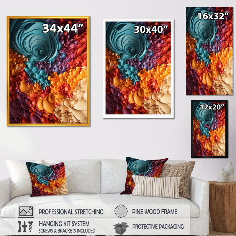 Rainbow Reverie Collages III - Abstract Collages, art mural, H 32 po x l 16 po x P 1 po, Cadre photo noir