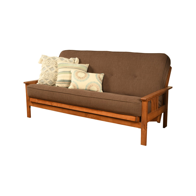 Johnte Full-Size Futon Frame and Full-Size Innerspring Mattress, Barbados, Linen Cocoa, Premium Pocket Coil