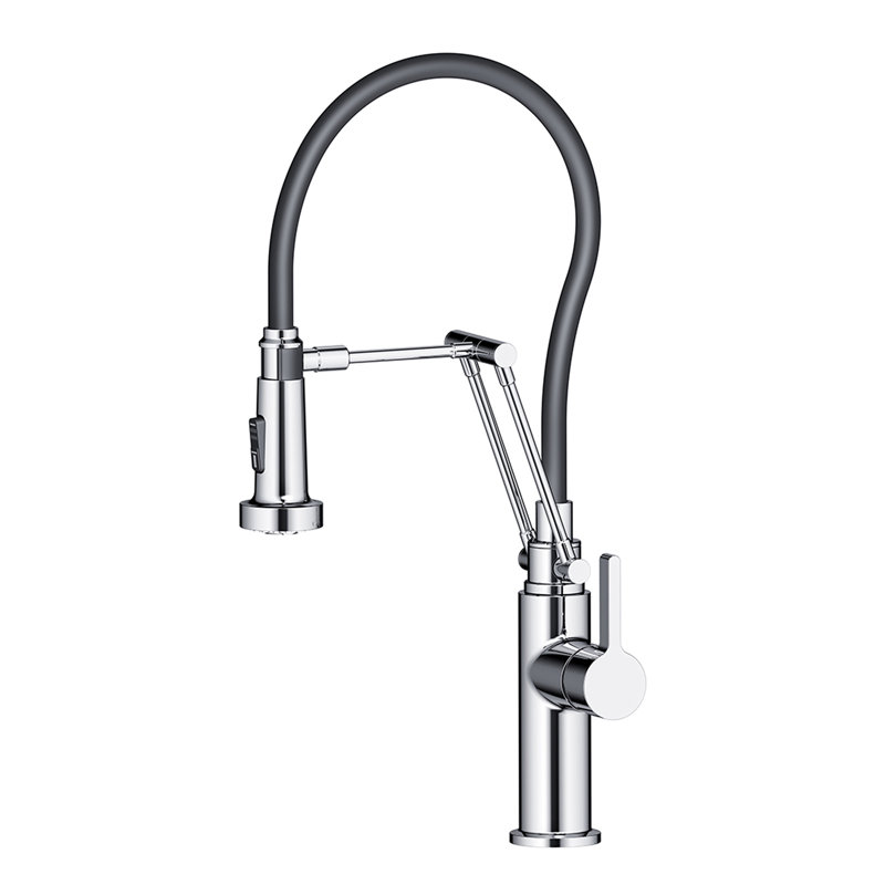 Blossom Chrome Finish Pull-Down Kitchen Faucet – Solid Brass Body with Dual-Function Sprayer, Chrome