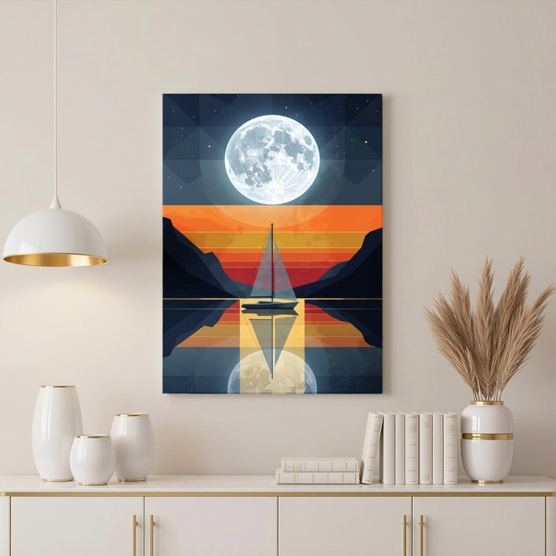 Art mural en toile Gallery Wrap pour le salon, la chambre à coucher, le bureau ou le vestibule - décoration murale décorative avec voile au clair de lune