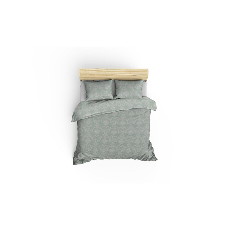 Lark Manor Emmanuelle Damask Bedspread with Pillowcases, W220 x L240cm, Green