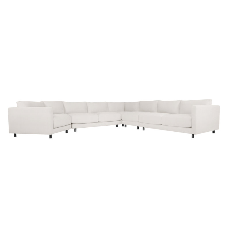 Avanni Patio Sectional with Sunbrella Cushions, Matte Black, White Sunbrella 6063-000