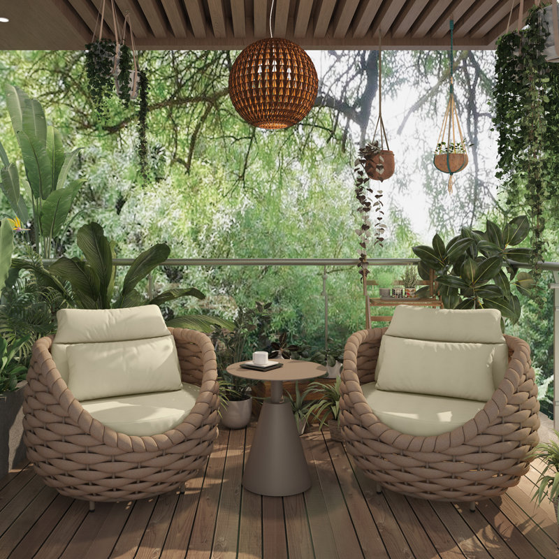 Templa Aluminum Round Outdoor Side Table, Light Brown, Light Brown