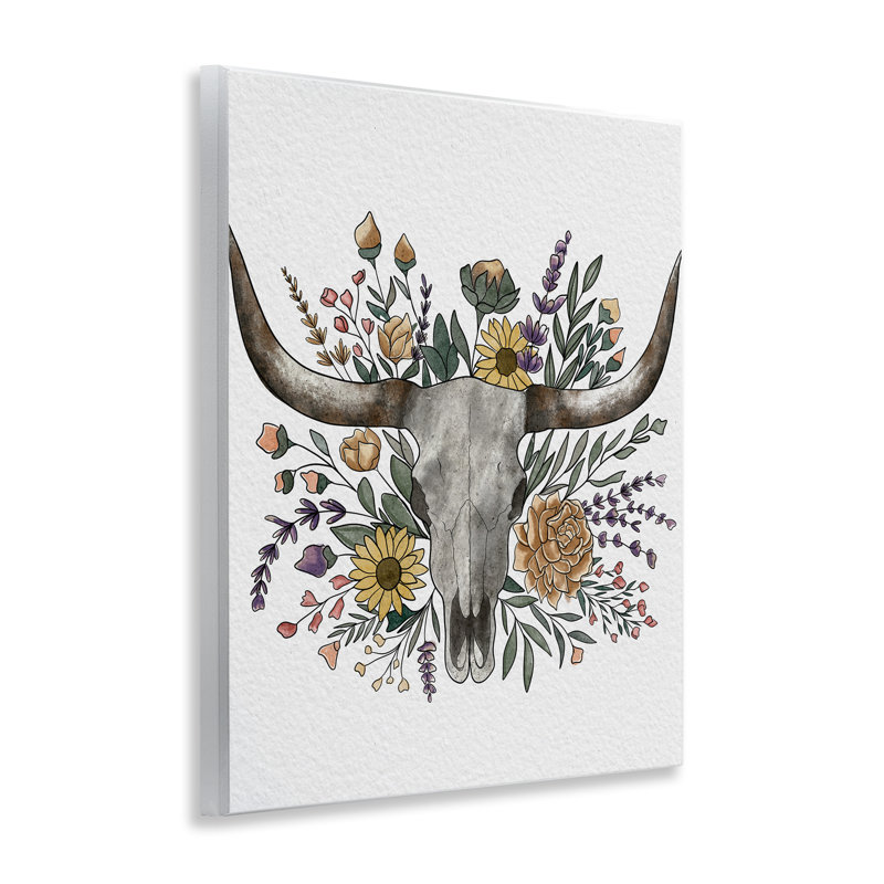 Plaque murale Boho Wildflower Longhorn, design par Alisha Kiara Design