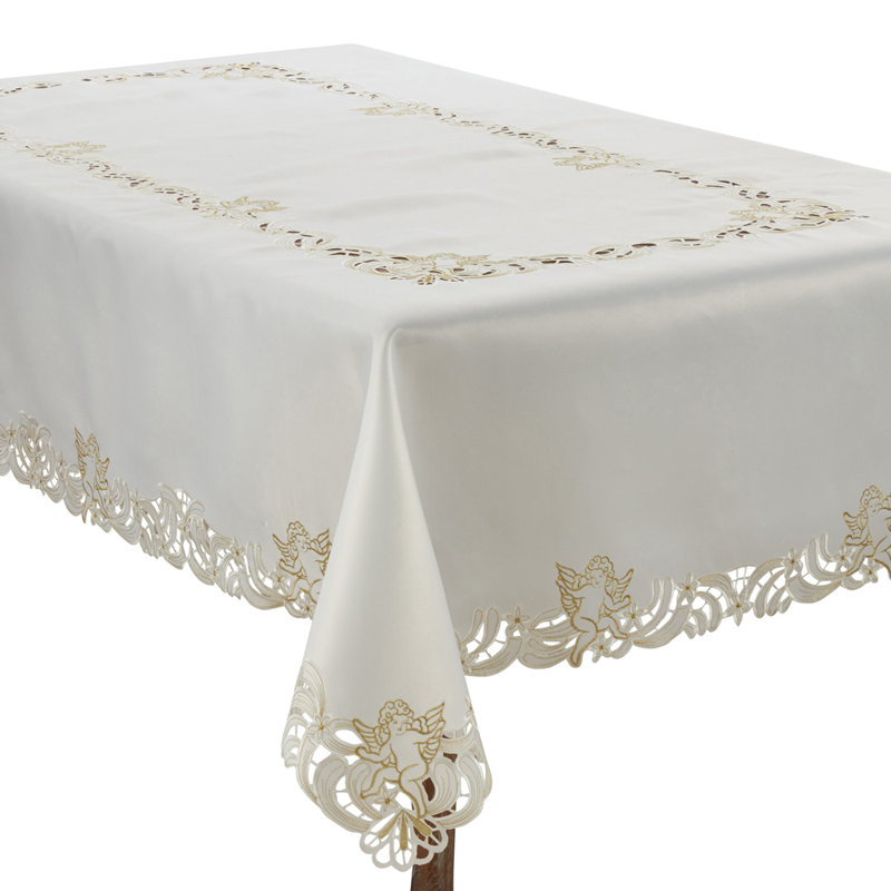 Tryston Cupid Design Tablecloth, Ivory, 120" x 65"
