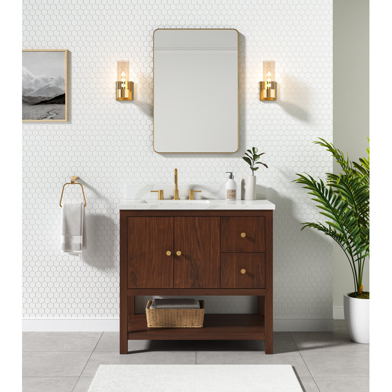 Zoe 36'' Single Bathroom Vanity Base Only in Walnut Finish