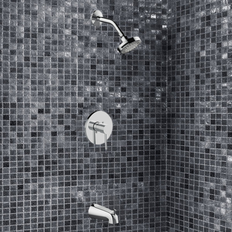 Robinet de baignoire et de douche avec valve brute Eastport II, Chrome poli
