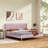 Upholstered Platform Bed Frame with Channel-Tufted Headboard, Strong Wood Slats, No Box Spring Needed, Noiseless Wood Foot, Easy Assemble-608242907-630426523