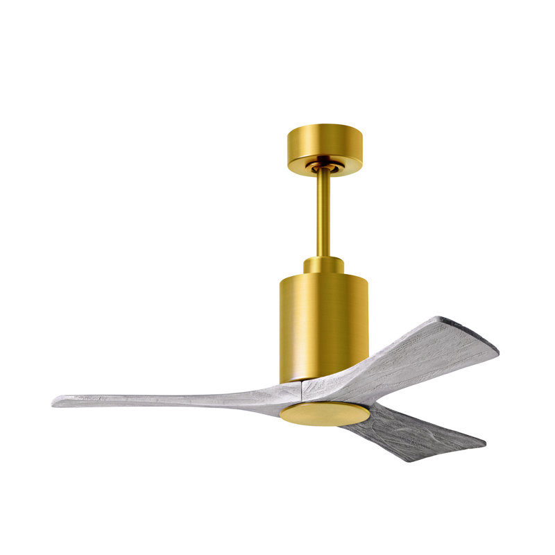 Patricia LED Downrod Ceiling Fan, Brushed Brass, Barn Wood Tone, 42"