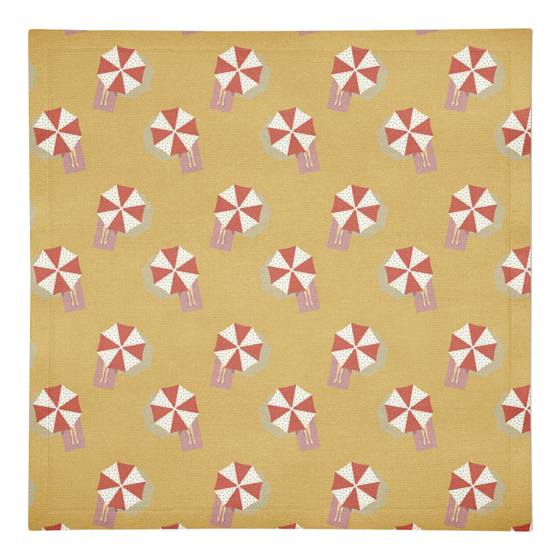 Cotton Twill Geometric Rectangle Napkin, Yellow/Red