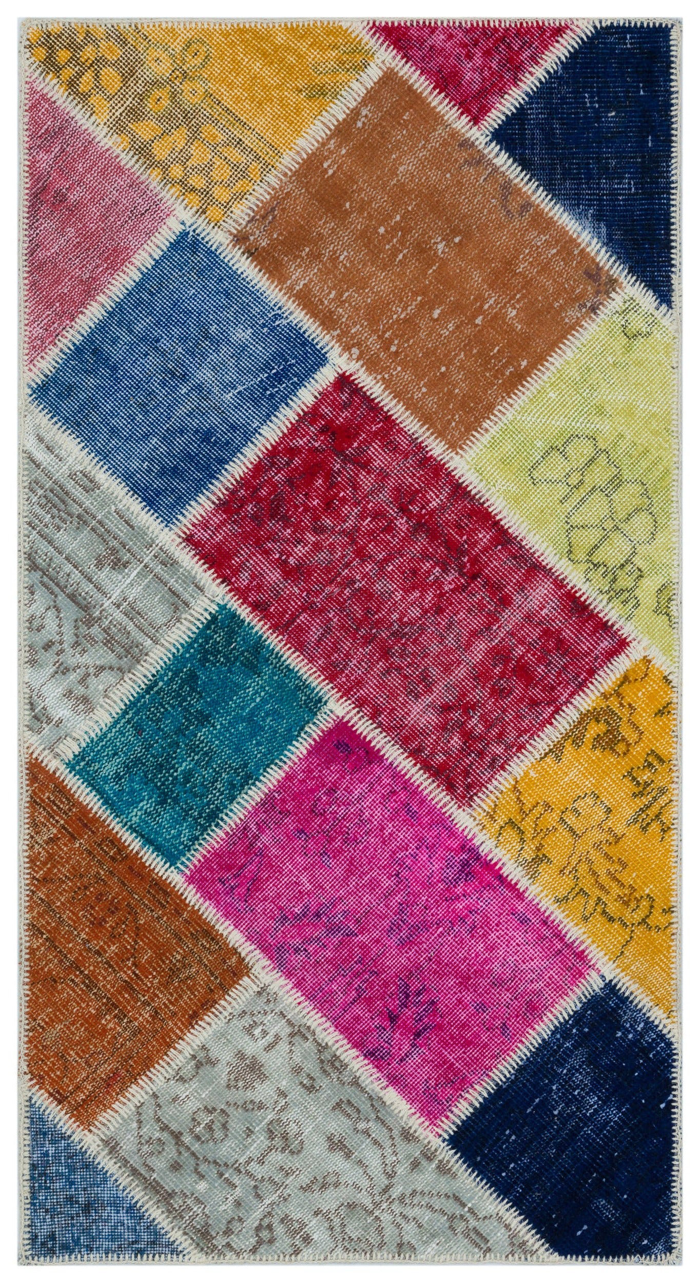 Dakota Fields Farshid Beige Patchwork Wool Handmade Area Rug | Wayfair