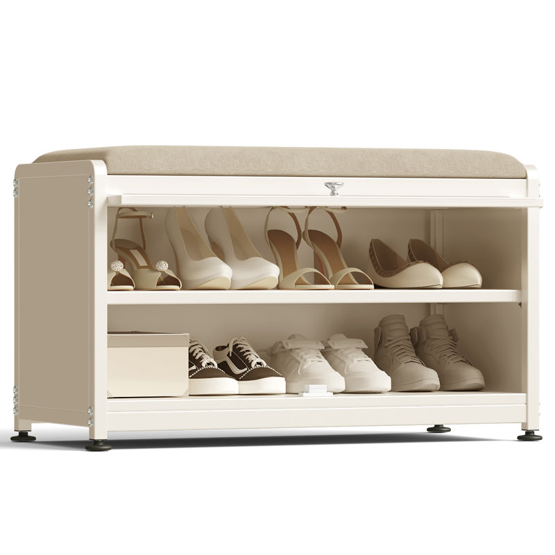 6 Pair Shoe Storage Bench, White