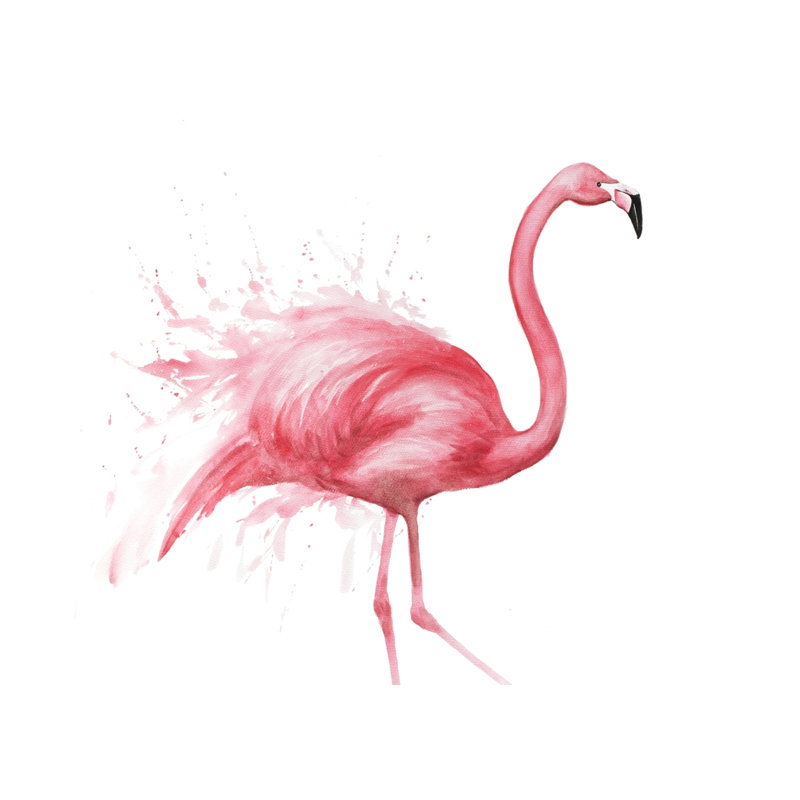 Flamant rose aquarelle - Toile exotique encadrée pour la décoration intérieure