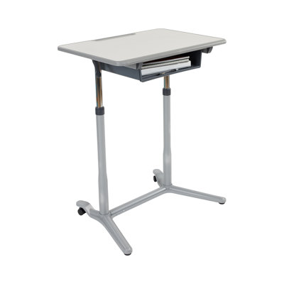 ECR4Kids 3S Mobile Desk, Sit Stand and Store, Adjustable, Open Front Desk, Grey -  ELR-24105