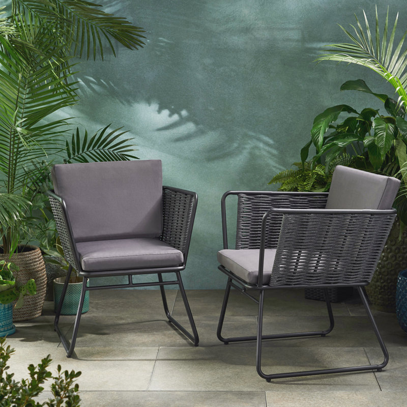 Chaise de patio avec coussin (ensemble de 2)