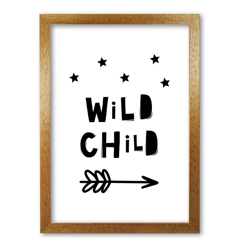 Wild Child Scandi - Print, Honey Oak Frame, 30 cm H x 21 cm W x 5 cm D