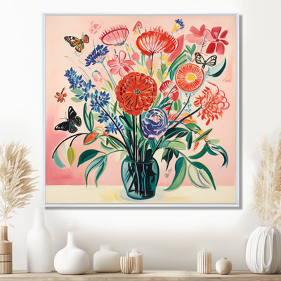 Fleurs sauvages dans un vase Illustration rétro - Bouquets assortis, art mural, salon