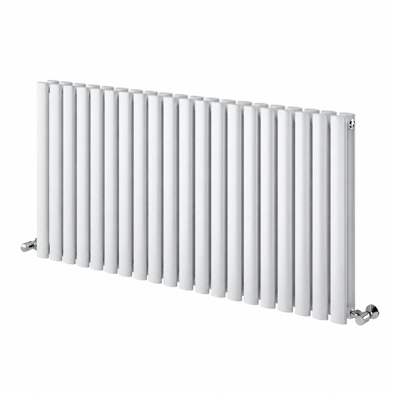  Horizontal Oval Panel Radiators, 600mm H x 1180mm W, White