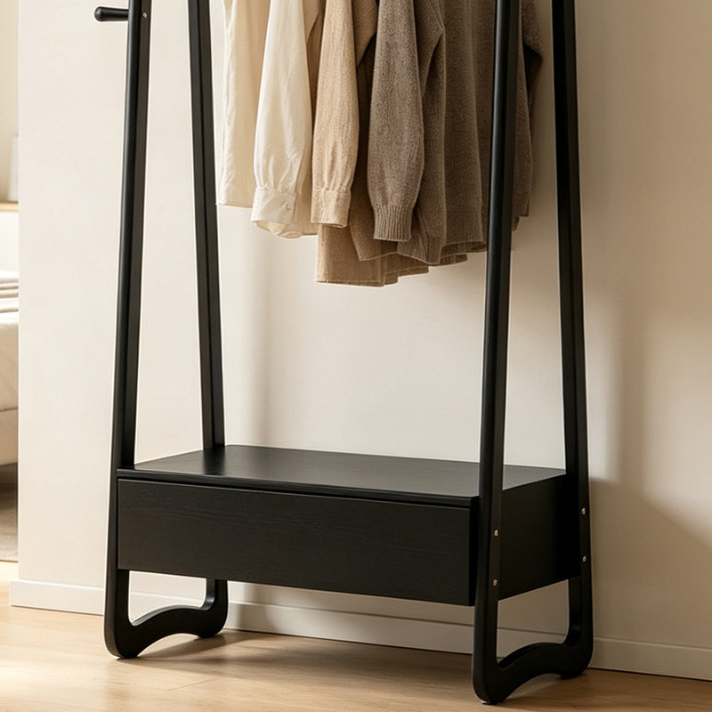 Organisateur d'entrée de portemanteau en bois massif, Noir