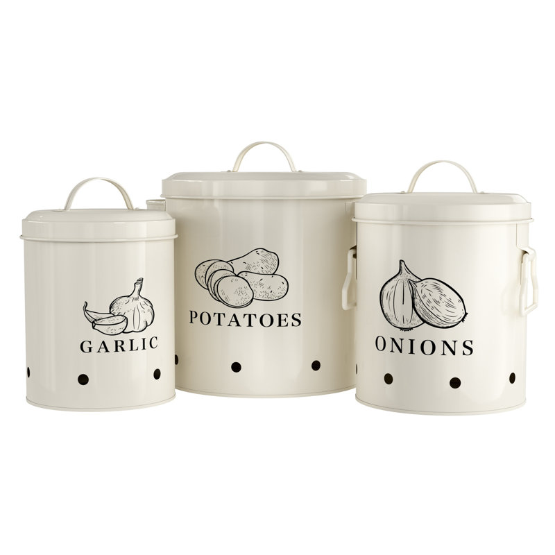 Ensemble de 3 contenants pour pommes de terre, oignons et ail, Crème de noix de coco