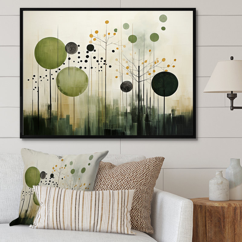 Vert, beige, scandinave moderne scandinave I - art mural moderne-scandinave, H 34 po x l 44 po x P 1,5 po