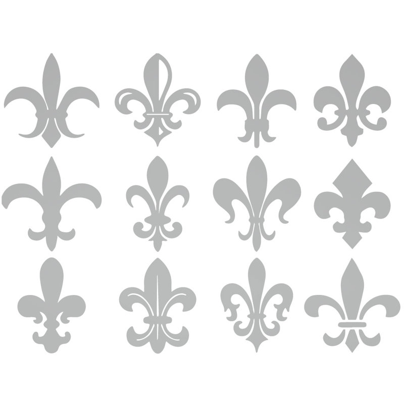 Décalcomanie murale motif fleur du lis, H 24 po x l 32 po x P 0,01 po, Argent