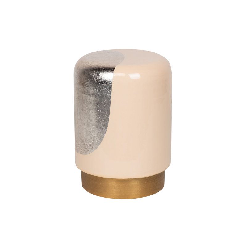Brass Accent Stool, Pink/Gold