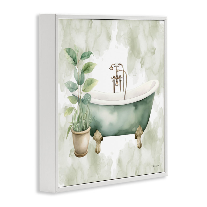 Oasis de bain avec giclée encadrée de plantes, design par Nicole DeCamp, H 12 po x l 12 po