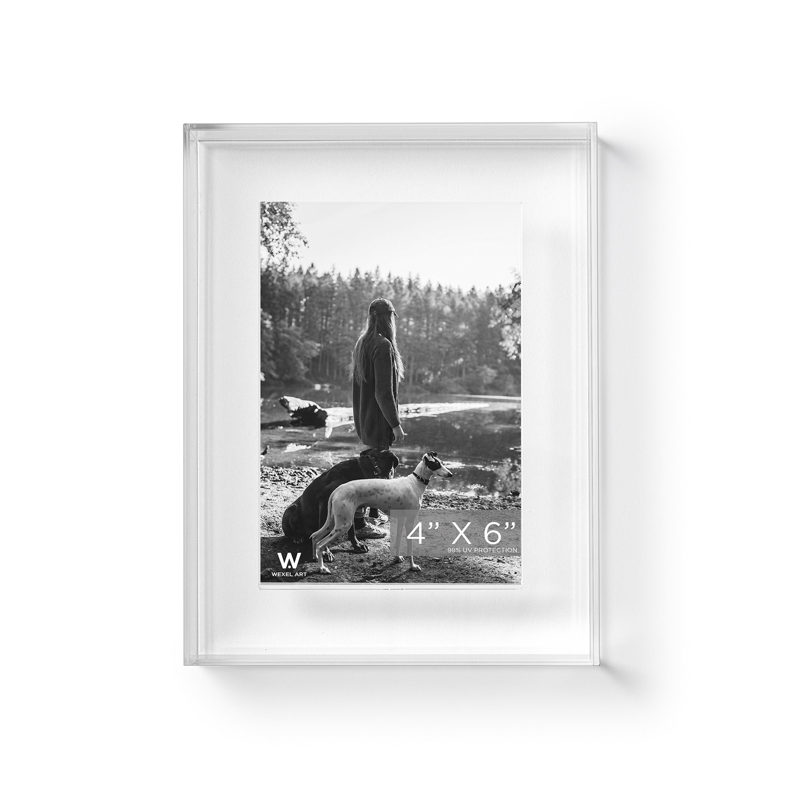 Float Frame for Tabletop or Wall with Magnetic Photo Holder, 4" x 6", Clear
