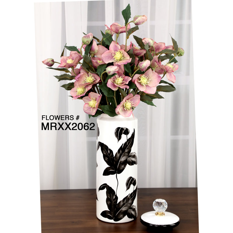 Ceramic Jar, Black/White, 16" H x 4.75" W x 4.75" D