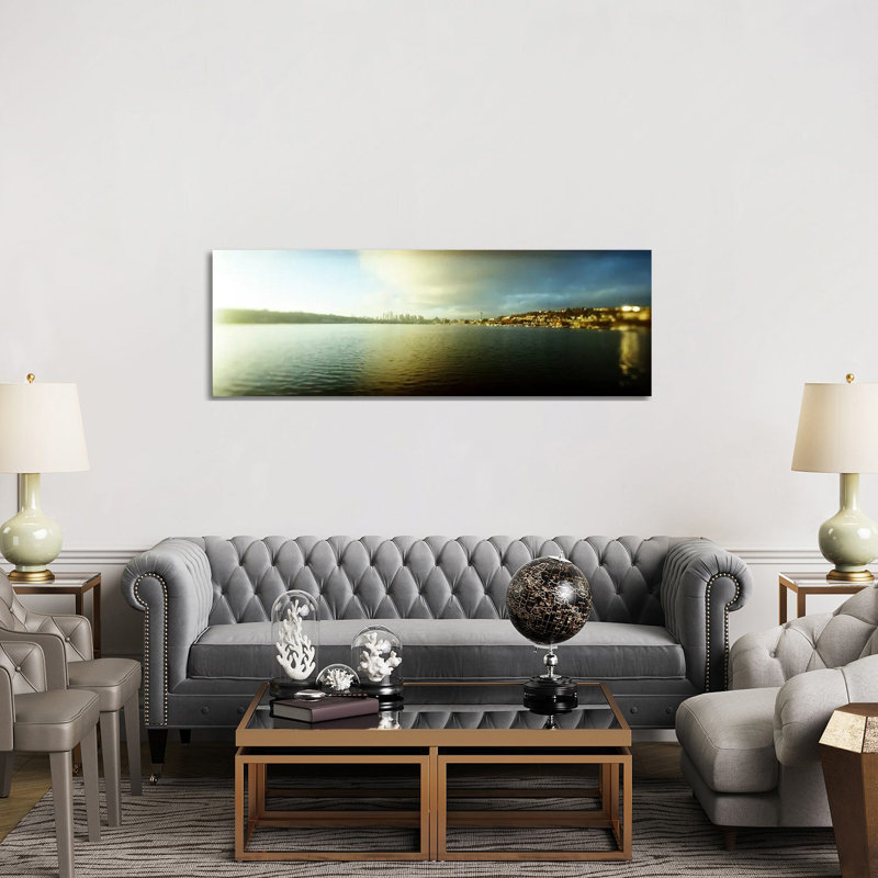 City At The Waterfront With Gasworks Park In The Background, Seattle, King County, Washington State, USA - Wrapped Canvas Panoramic Print