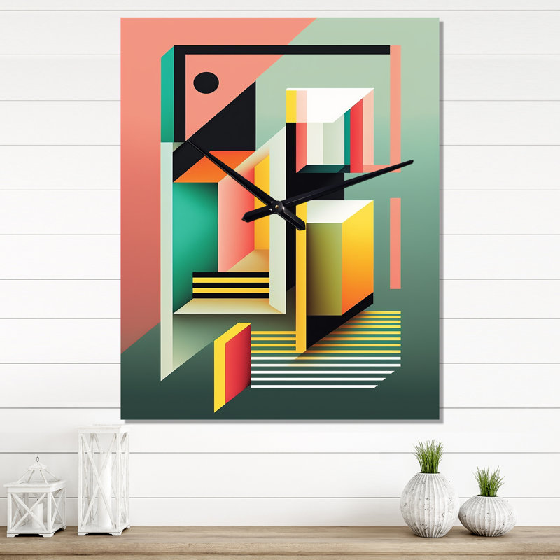 Horloge murale rétro surdimensionnée géométrique VI - Modern, Moyen