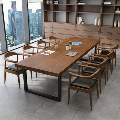 Rectangular Nut-brown Solid Wood Conference Table
