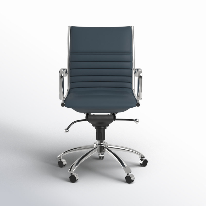 Naida Faux Leather Swivel Task Chair, Yes, Blue Faux Leather