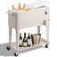 Chariot refroidisseur à roulettes 80 pintes blanc crème avec couvercle divisé, ouvre-bouteille intégré et tablette de rangement, refroidisseur de terrasse pour l'extérieur avec roues