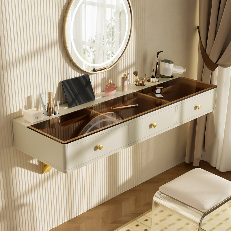 Table de coiffeuse murale flottante, Blanc