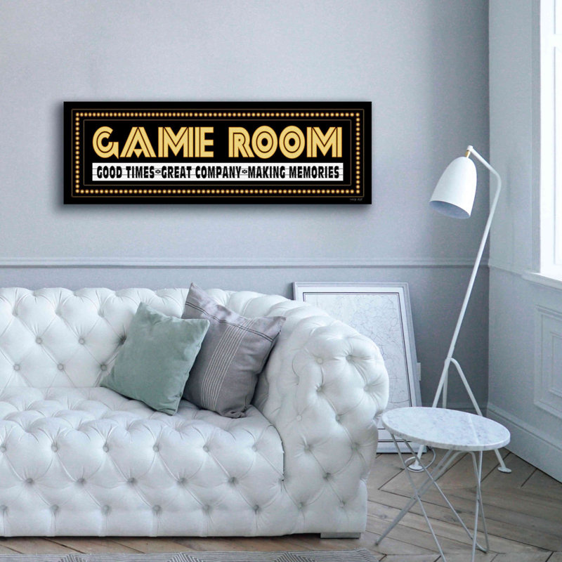«Game Room Sign» par Cindy Jacobs, estampe numérique sur toile, H 20 po x l 60 po