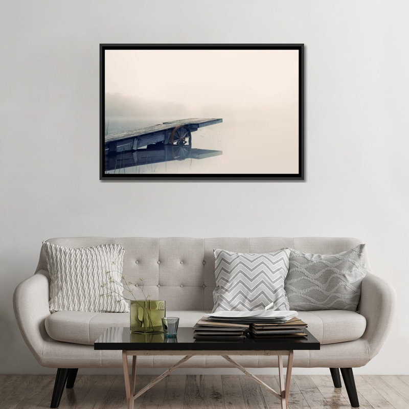 « misty matin », impression sur toile, H 32 po x l 48 po x P 1,5 po, Toile avec cadre noir, Pas de tapis