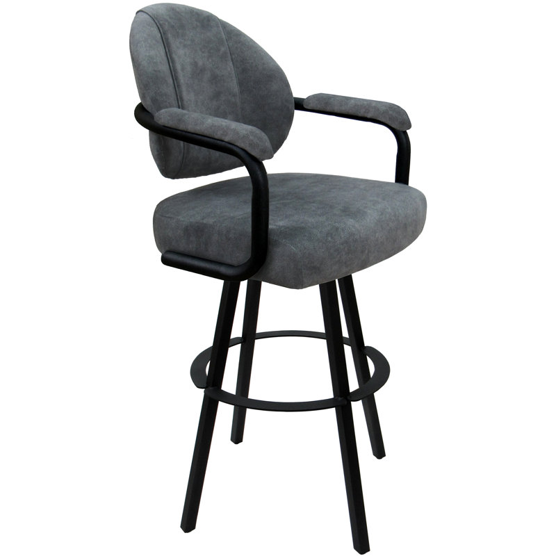 Tabouret de comptoir pivotant 30 po Mahlum, Mélange de polyester gris anthracite / cadre noir