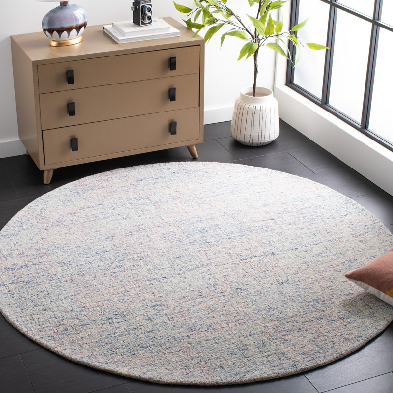 Zachary Handmade Tufted Wool Blue/Ivory Area Rug, Round 6'