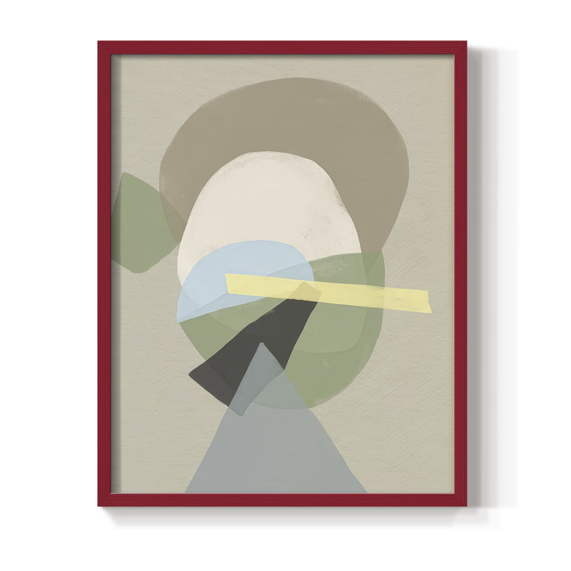 Mod Shape Stack II Framed Print - Solid Wood, 15" H x 12" W, Red Framed